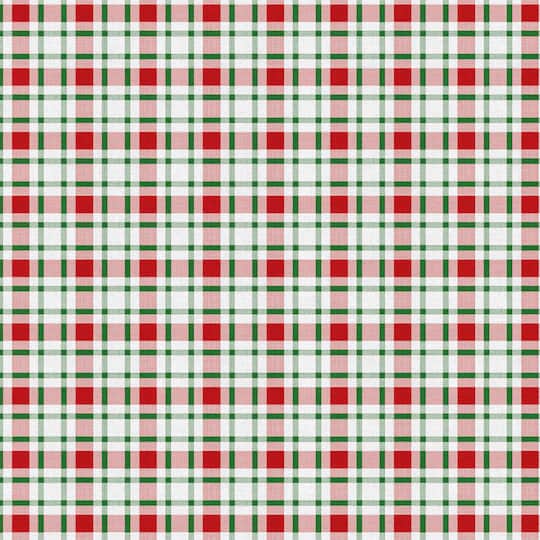 Fabric Editions White Winter Plaid Cotton Fabric